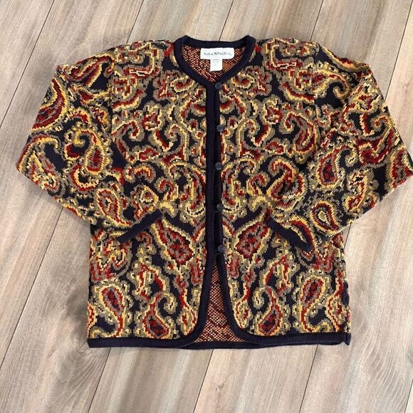 Norton McNaughton Blue Pattern Casual Sweater Women Medium - Picture 1 of 4